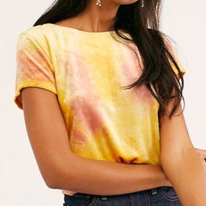 Free People Bright Eyes Velvet Tee Sunshine NWOT Size  L